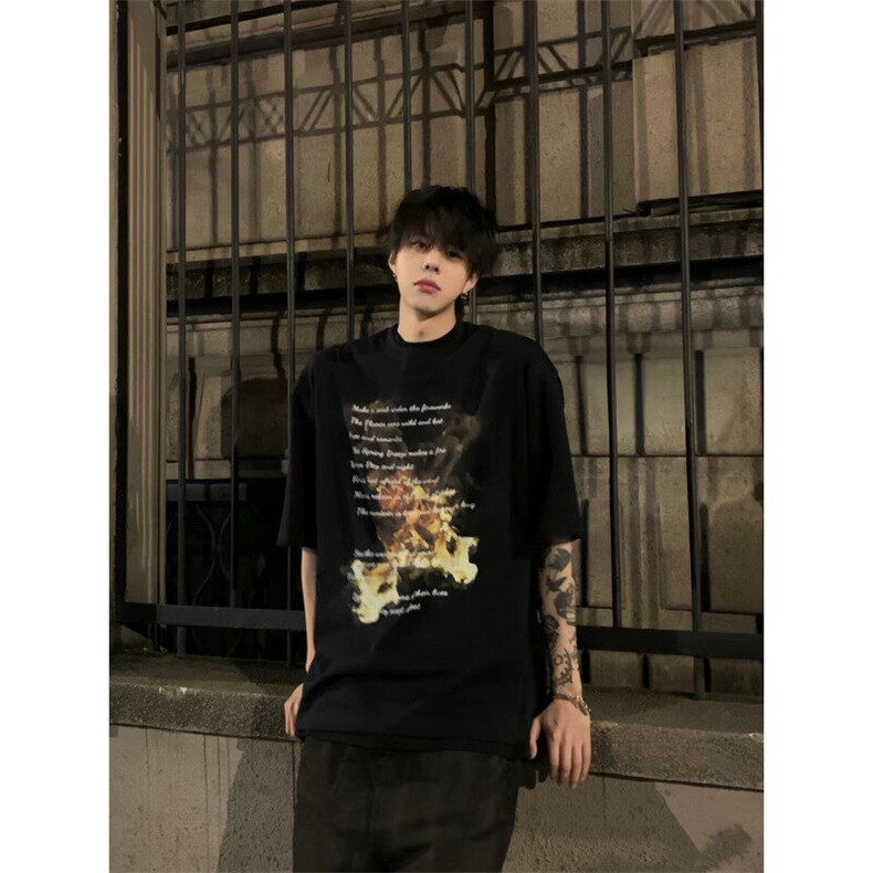 XZ809A/BBBT25/P20/控38重磅印花美式复古圆领T恤,男装T恤,星座809A(原222-1)