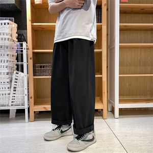 夏季港风ins网红休闲裤男直筒宽松坠感阔腿韩版潮流九分裤k42-p35图片