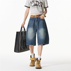 夏季新款美式复古做旧设计宽松休闲七分裤B315-K25771-特p35控68，男装休闲裤，电商B315