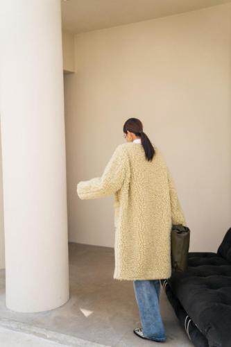 冬季极简风摇粒绒皮毛一体外套，女装，AUDREY WANG