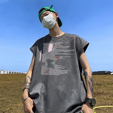 量大优供视频得物直播品220克夏季麂皮绒背心无袖T恤BJ198，男装T恤，电商A486