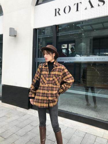 现货冬季新款加绒加厚格子衬衫，女装衬衫，魅丽贝斯