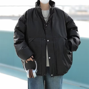 美式痞帅pu皮棉衣男冬季加厚棉袄棉服宽松立领潮牌保暖面包服外套图片