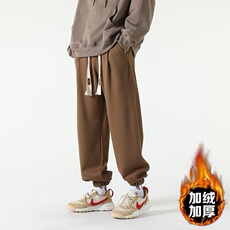 休闲裤男士秋冬束脚宽松男生潮牌卫裤冬季男裤加绒加厚重磅运动裤，男装休闲裤，星座1013-1
