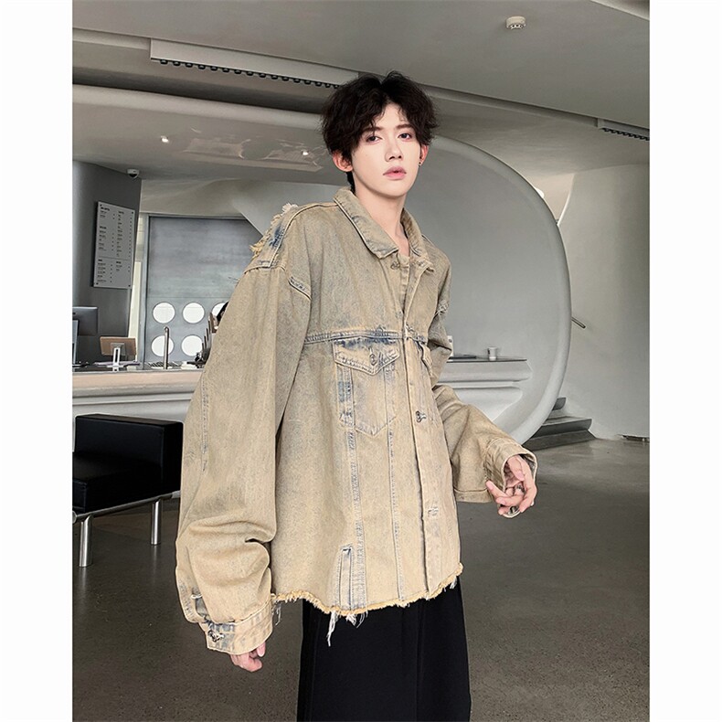 废土风美式复古牛仔外套男潮牌街头痞帅vintage夹克JK86266-p63,男装工装外套,星座1008