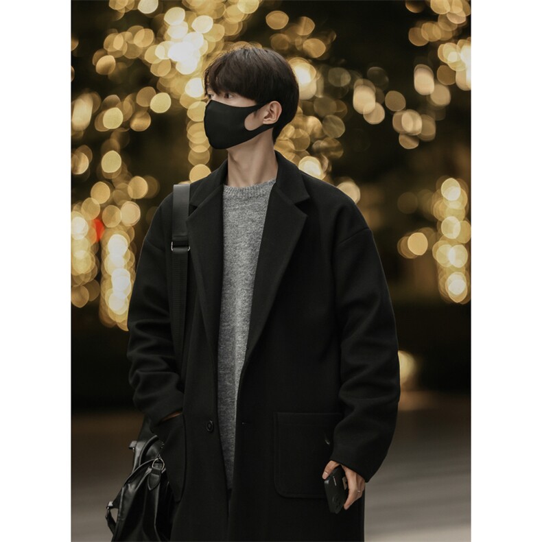 25年新款中长款风衣呢子外套潮流宽松毛呢大衣504-F26-P55控98，男装风衣，星座504