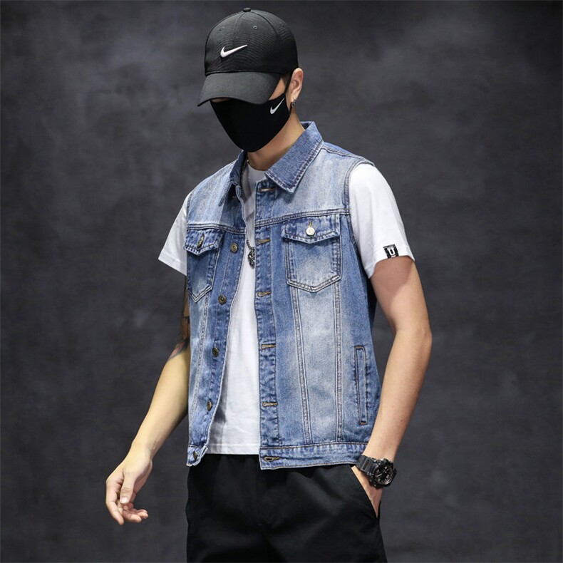 春夏季牛仔马甲男士坎肩外套背心马夹蓝色XZ1112-819-P50,男装背心/马甲,电商B223（原星座515-1）