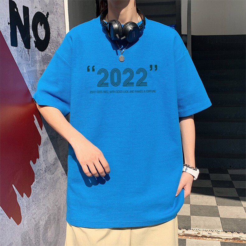 ！2023夏季男士华夫格短袖T恤潮流情侣半袖TXH211P25图片