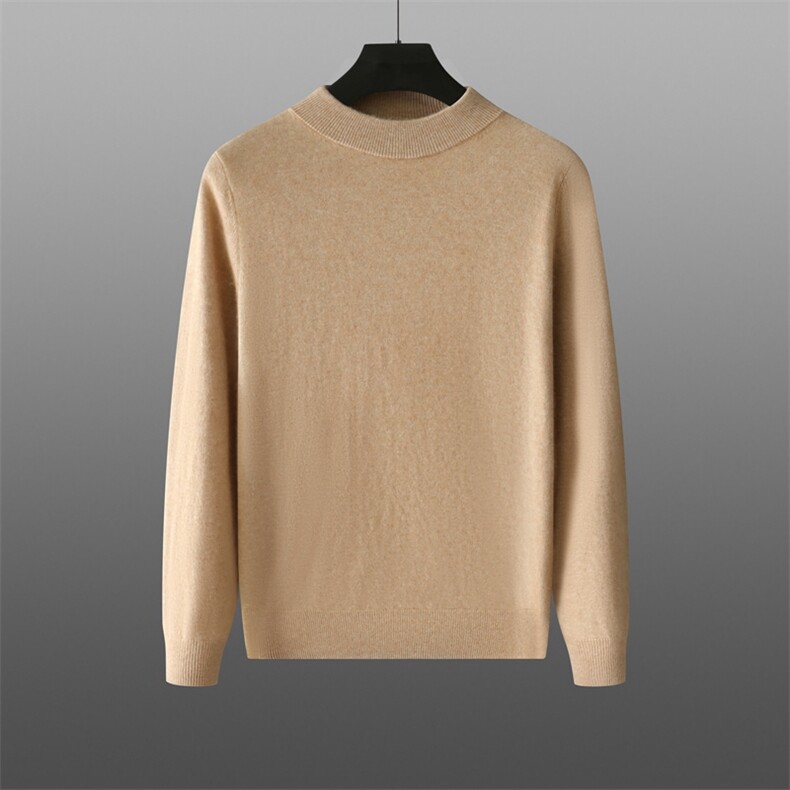 2025年秋季常规长袖套头半高领时尚百搭简约大方,男装针织衫/毛衣,溪贝羊绒