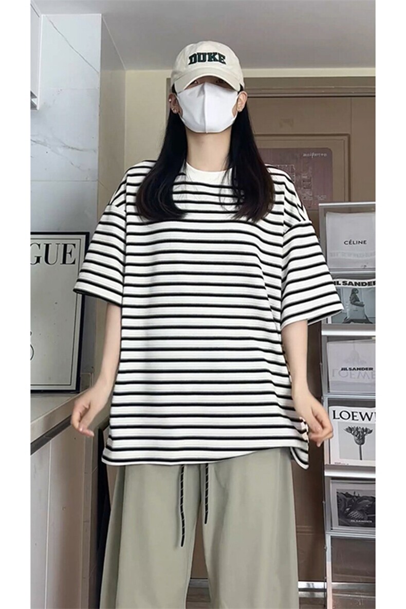 学院风纹理感经典条纹海军风大码男女无性别上衣T3614-特价P30,男装T恤,电商A007
