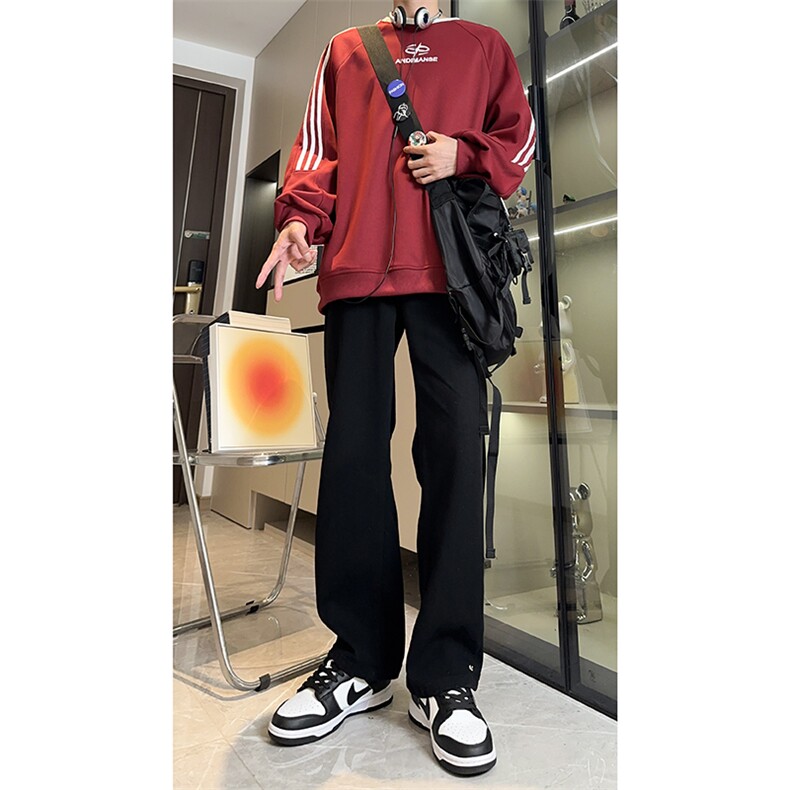 秋冬黑色加绒加厚宽松直筒垂感牛仔裤男休闲长裤K369-P50 加绒P60图片