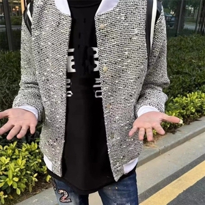 拼接棒球服外套男女情侣美式复古撞色小香风夹克上衣 JM800图片