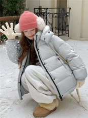 现货甜美泡芙感羽绒服外套女冬季新款韩系连帽加厚白鸭绒面包服，女装羽绒服，网红馆