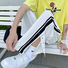 2023夏装新款排扣冰丝裤子港风休闲长裤九分裤B221-LK21137-P50，男装休闲裤，电商B221