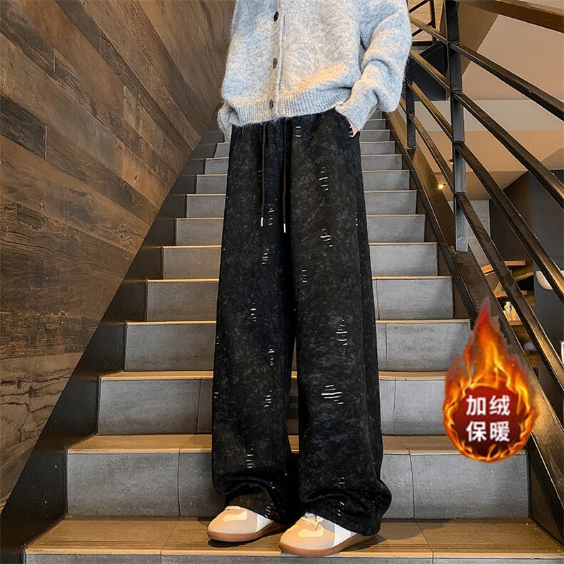 秋冬加绒加厚水洗破洞运动卫裤A579-1特P55常规款A579P48,男装休闲裤,电商A309