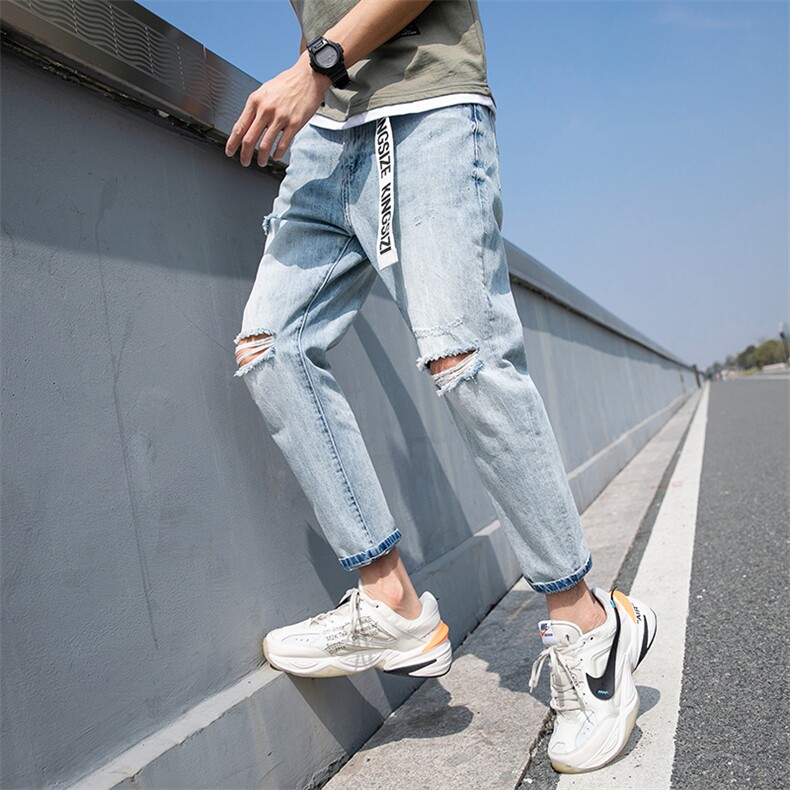 k517 P80控118 2019牛仔裤大码潮牌破洞裤子韩版潮流男港风图片