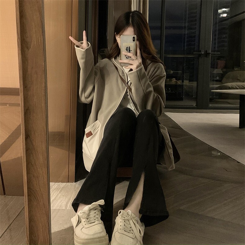 双面绒外套女2025秋春新款双插兜加绒拉链连帽衫夹克C801-P100,男装夹克,星座911-2(原星座613-2）