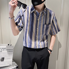 23夏季印花短袖衬衫男装宽松社会小伙衬衣休闲TZ95P5078，男装T恤，电商B413