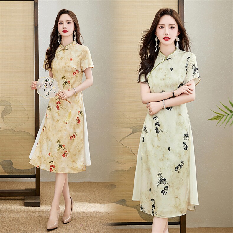 新中式复古连衣裙女2026年夏季新款显瘦气质高端妈妈旗袍裙子图片