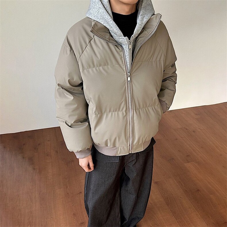 现货高品质重磅工艺美式高街假两件PU皮棉衣男女加厚棉服外套,男装棉衣,电商A486