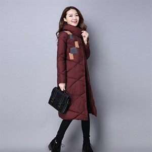加厚 长袖 排扣 纯色 棉衣/棉服 简约 百搭 甜美 直筒 长款 2020年冬季图片