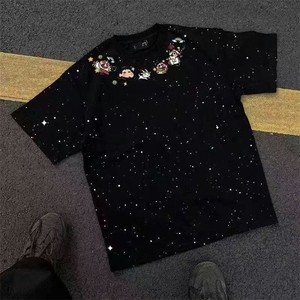 1506/Q680/P34美式满天星纯棉短袖T恤男轻奢百搭纯色夏季短袖图片
