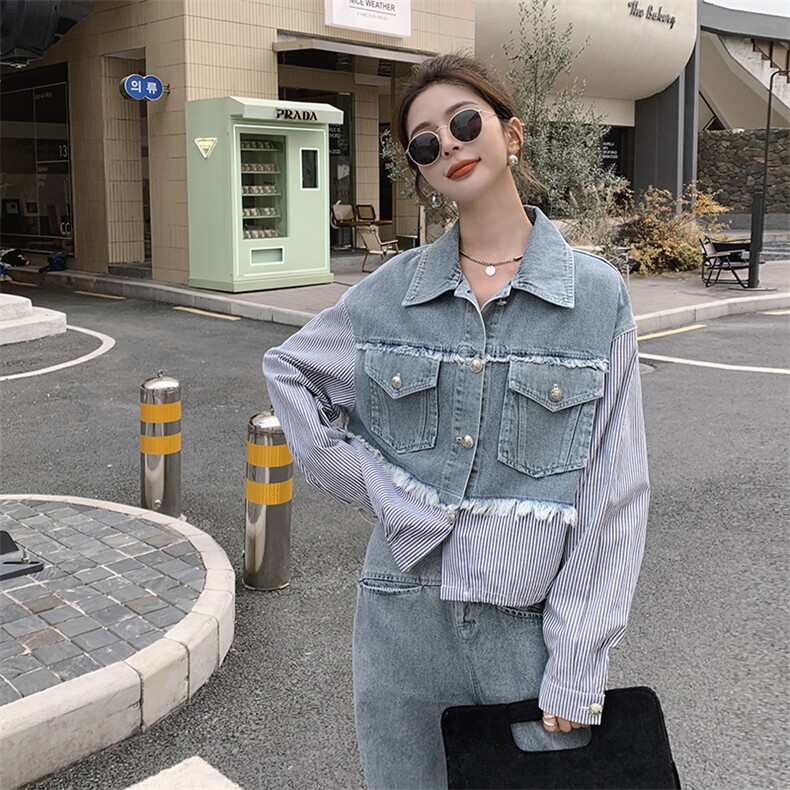 春季新款牛仔时尚两件套女宽松显瘦百搭休闲套装,女装套装/套裙,秋水欣儿