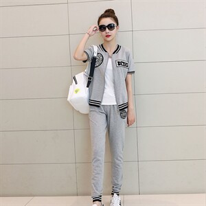 时尚休闲运动套装女夏季新款韩版宽松显瘦短袖长裤两件套学生装图片