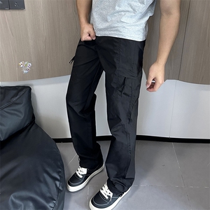 自拍图有大货夏季薄款工装裤男休闲宽松显瘦阔腿裤字K41-P40