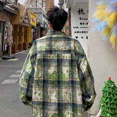 衬衫男春季新款港风宽松大码扎染长袖衬衣CS3098-特P30，男装衬衫，星座214-3