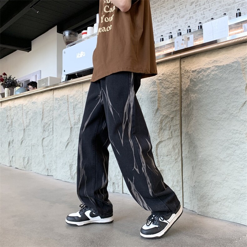 美式牛仔裤男潮流嘻哈高街扎染直筒裤潮牌ins拖地长裤NK10-P40,男装牛仔裤,星座1008