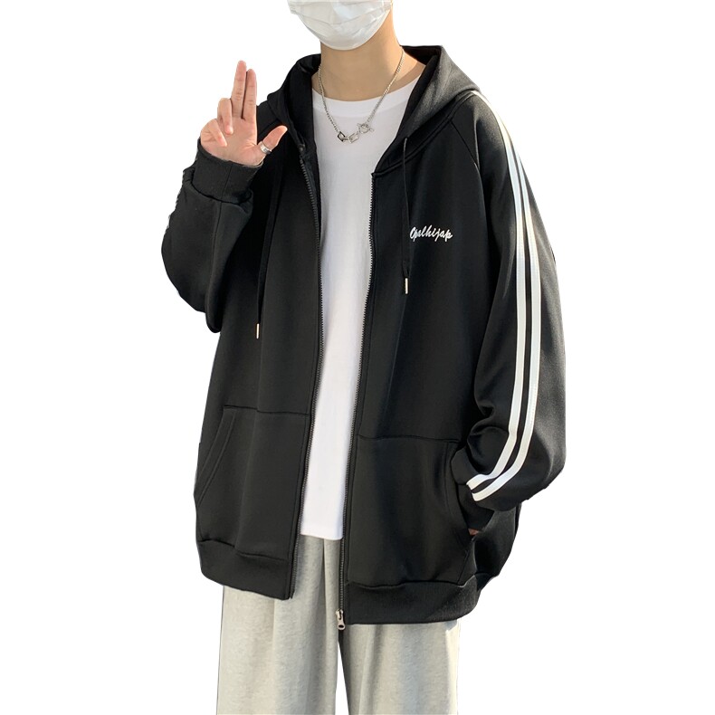 2024新款潮流港风连帽开衫宽松卫衣男装青少年上衣WY01P58控78,男装卫衣,电商A086