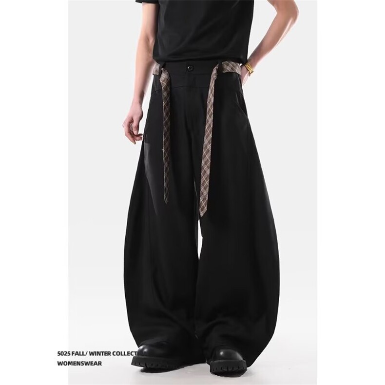 379-P42新款流行慵懒时尚潮流日系原版格子腰带西裤,男装西裤,电商B323A