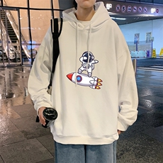 WY2158-P35加绒款-P40纯棉连帽卫衣男大码运动帽衫宽松薄外套男，男装卫衣，电商A040