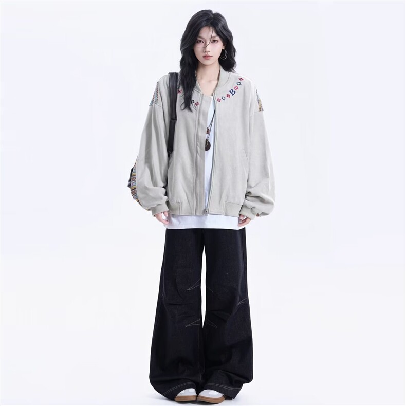 春季美式印花飞行夹克外套拉链宽松2026新款百搭舒适棒球服男女,男装夹克,星座715-4