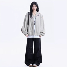 春季美式印花飞行夹克外套拉链宽松2026新款百搭舒适棒球服男女，男装夹克，星座715-4