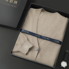 高端奢华男士V领貂绒衫保暖时尚单品百搭舒适，男装针织衫/毛衣，冬贝尔貂绒