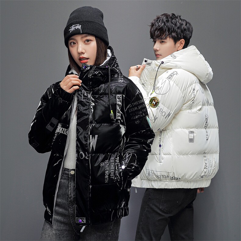 大码现货足连帽鲨鱼皮免洗三防轻薄情侣亮面潮牌羽绒服主推有差价图片