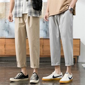 裤子男2021夏季潮牌西裤韩版潮流百搭宽松休闲九分裤DT图片