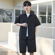 夏季套装男薄款衬衣男士短袖短裤高级感宽松休闲上衣Y2510-P60，男装休闲套装，电商A355（原A415）