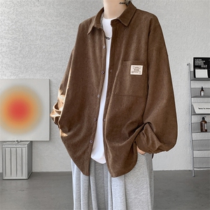 衬衫男秋季新款港风宽松大码灯芯绒长袖衬衣CS025-P38图片