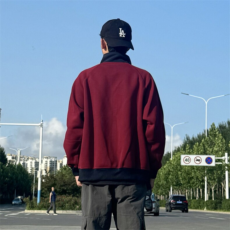 抖音得物高品质26春装美式高街重磅结构拼接织带立领卫衣外套CM42,女装短外套,电商A486