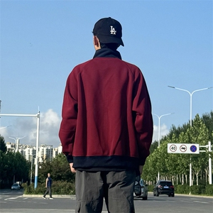 抖音得物高品质26春装美式高街重磅结构拼接织带立领卫衣外套CM42图片