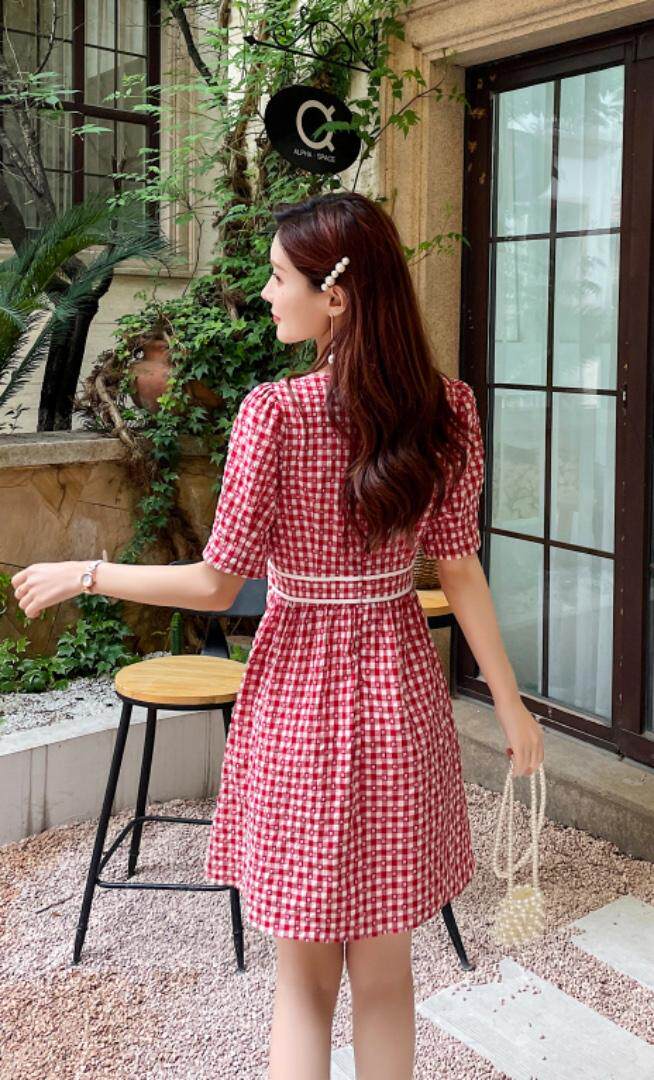格子连衣裙，女装连衣裙，玉璟晞