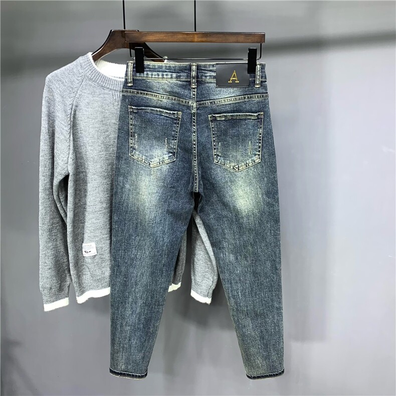 1506-1/KT12601/P51牛仔裤新款弹力修身九分裤韩版潮流简约百搭男,男装牛仔裤,星座1506-1
