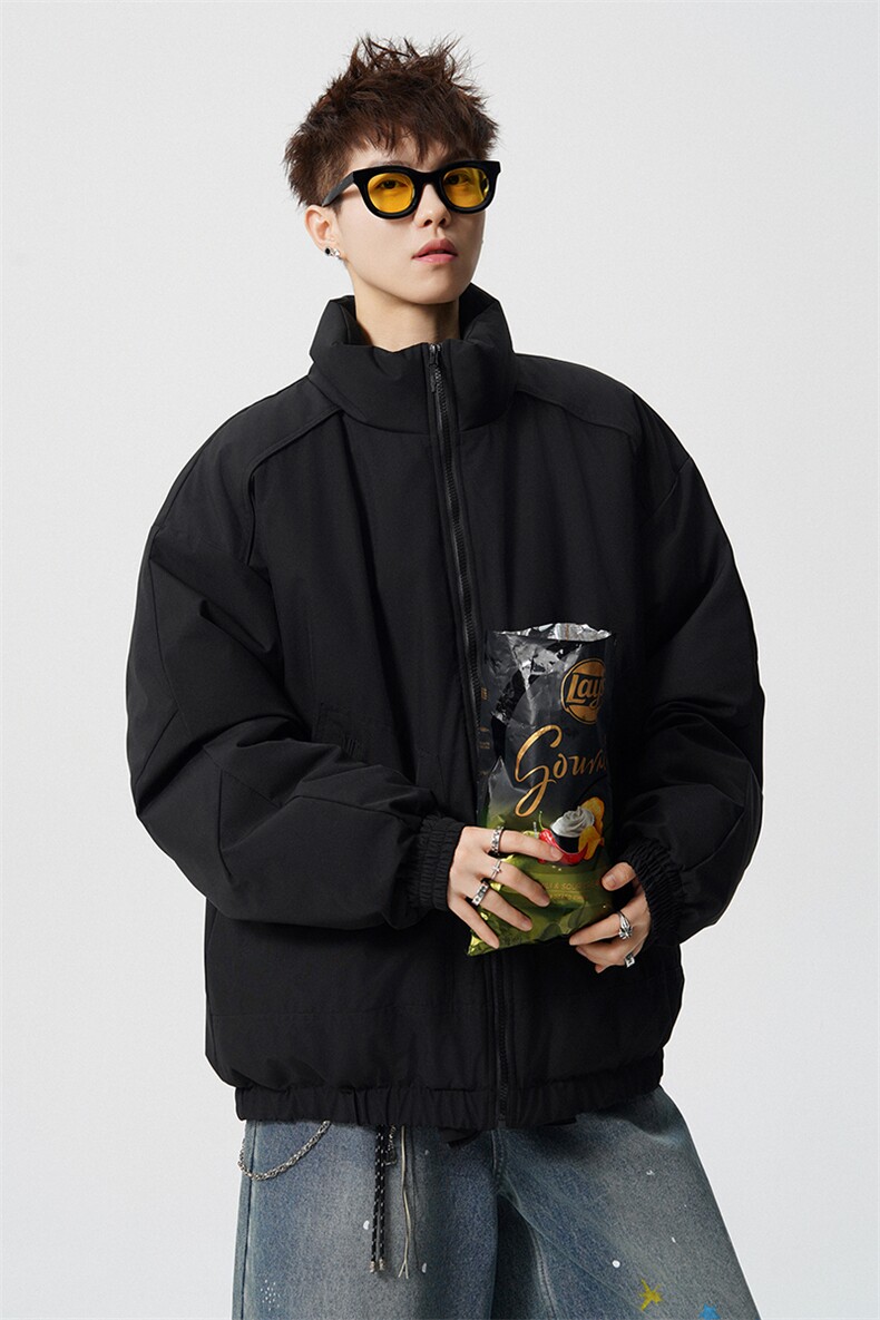 冬季美拉德立领棉服潮流百搭纯色棉衣撞色棉服外套HY8822-P75,男装棉衣,星座610B-1