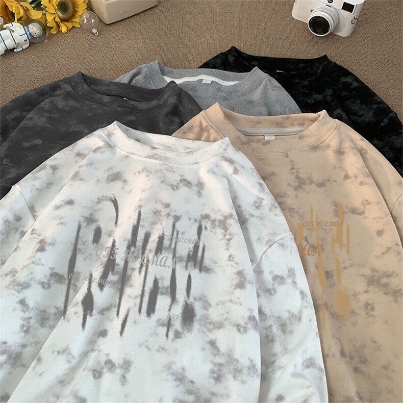 260克重磅扎染德绒圆领打底衫【有货】C403A-DR25294RL-P25，男装T恤，电商C403A