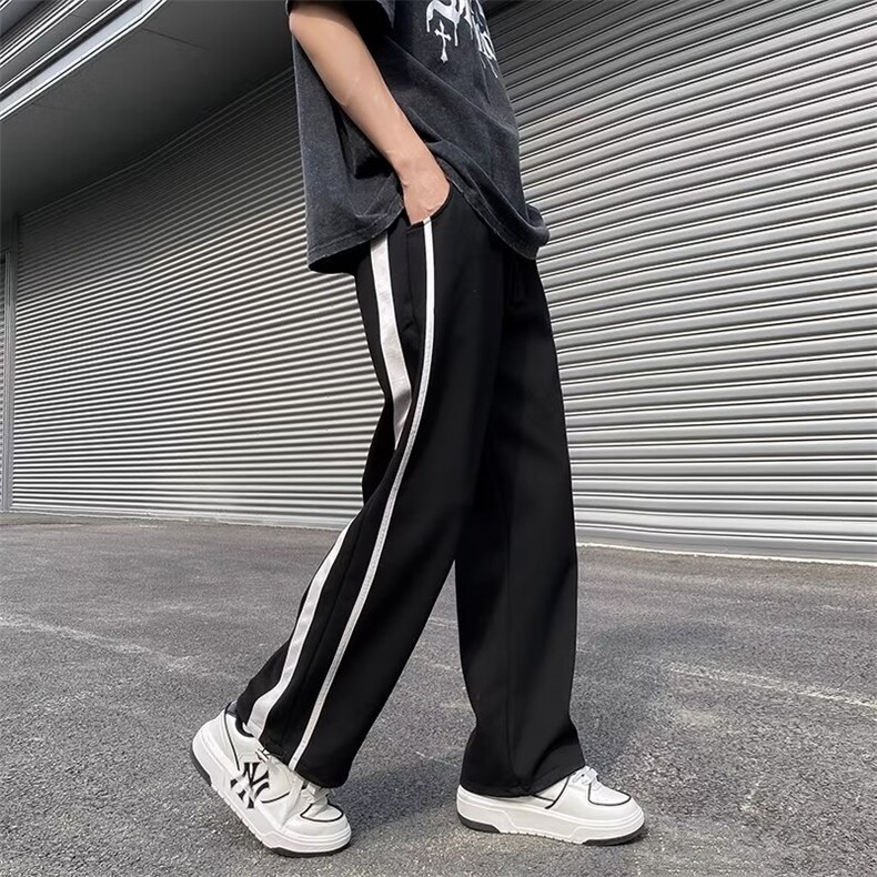 春季新款男士宽松阔腿裤潮流街头百搭直筒裤抽绳运动长裤CK25P38,男装休闲裤,星座410-2