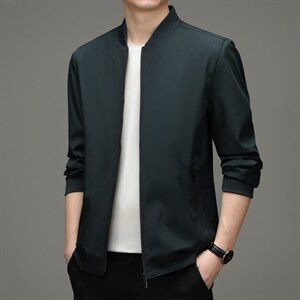 2023年男士外套韩版潮流印花夹克男春秋季新款中年棒球领上衣外穿图片
