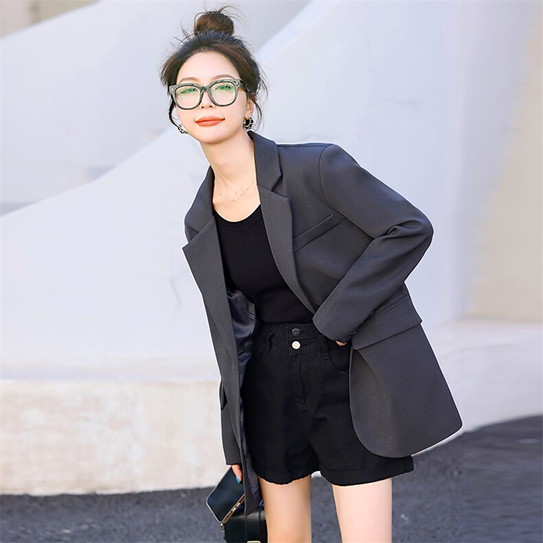 2022秋款纯色小西装外套女韩版收腰英伦风西服时尚港味上衣,女装西装,瑶迪依秀